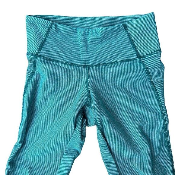 Lululemon Wunder Under Green Stripe Leggings 32” Inseam 4 - Picture 3 of 5